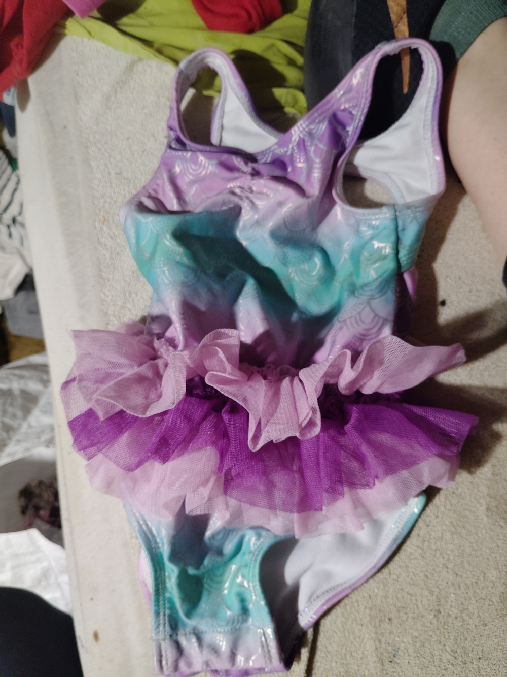 Cat & Jack Girls Purple Teal Pink Tutu One Piece Swimsuit